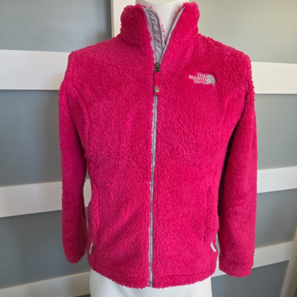 The North Face Girl's Osito Fleece Jacket Size Large (14/16) Kids Pink Fuzzy Zip